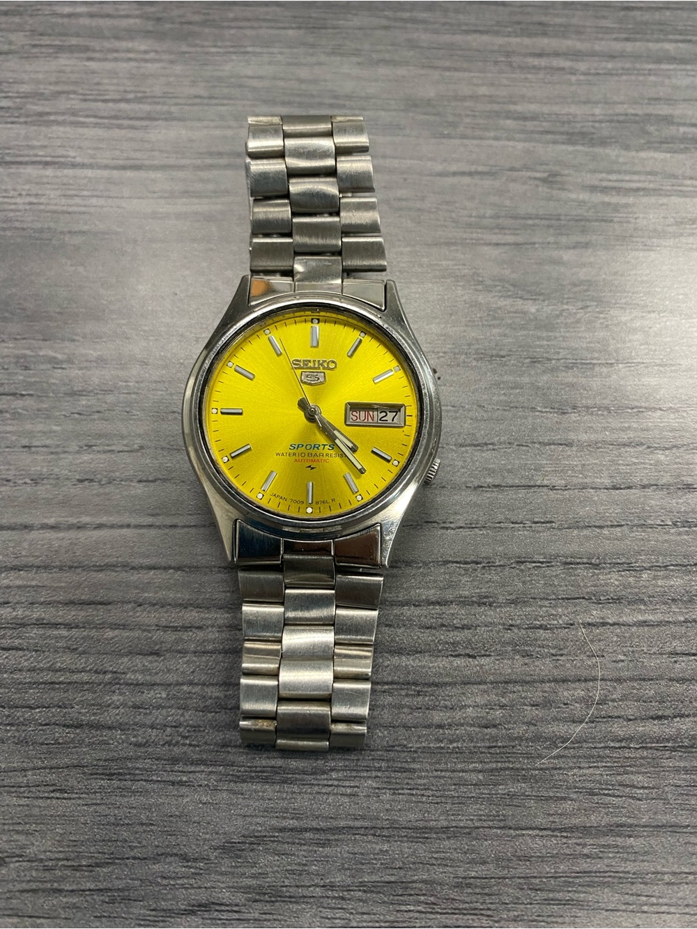 Seiko Men's Watch with Bright Yellow Dial and Stainless Steel Bracelet